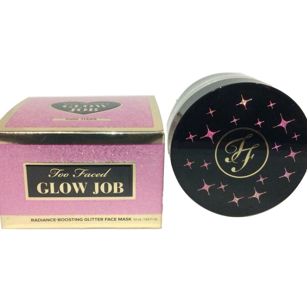 Too Faced Glow Job Radiance Glitter Face Mask Facial Pink Tiara NEW Boxed 1.7oz